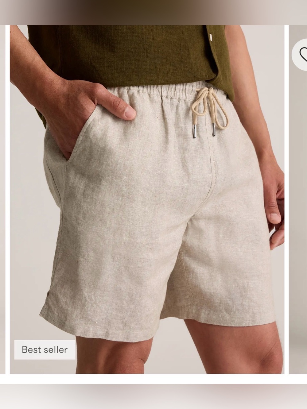 Quince 100% European Linen Drawstring Beach Shorts Men’s , size M